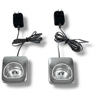 Panasonic Cordless Phone Replacement Charging Base Dock Silver PNLC1056 Lot of 2